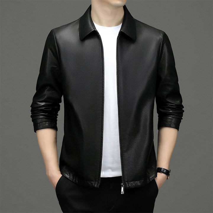 Lapel Ecological Real Leather Clothes Coat Leather Jacket Men