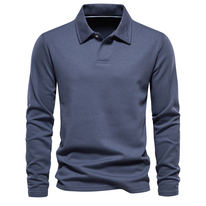 Fashion Lapel Long-sleeved Polo Shirt Men's Casual Solid Color Tops Clothing