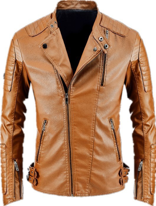 Trendy Leather Jacket Men's Fleece-lined PU Jacket