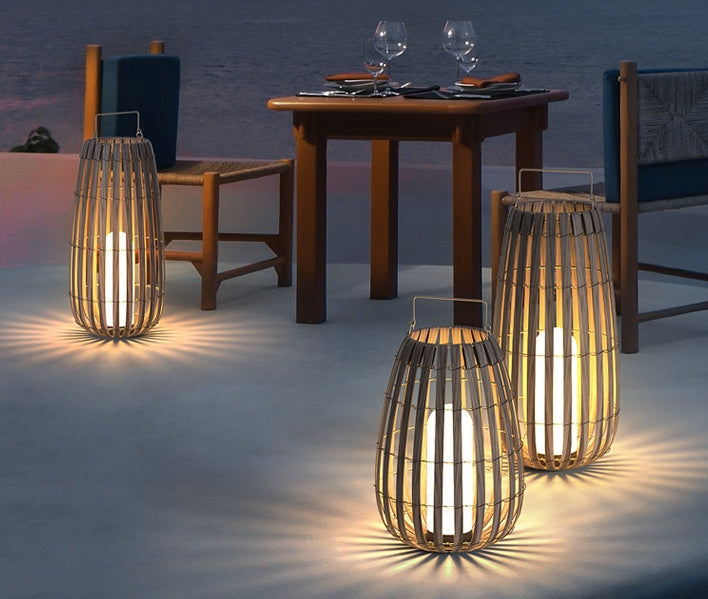 Solar Powered Rattan Lawn Portable Light