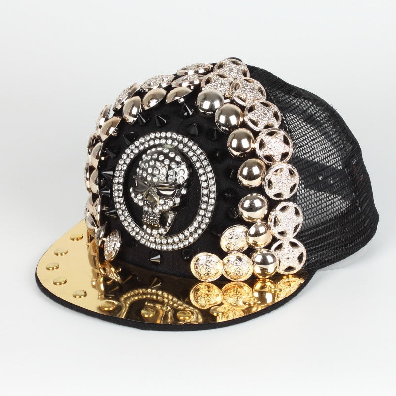 Men Women Handmade Skull Leopard Head Rivet Baseball Cap