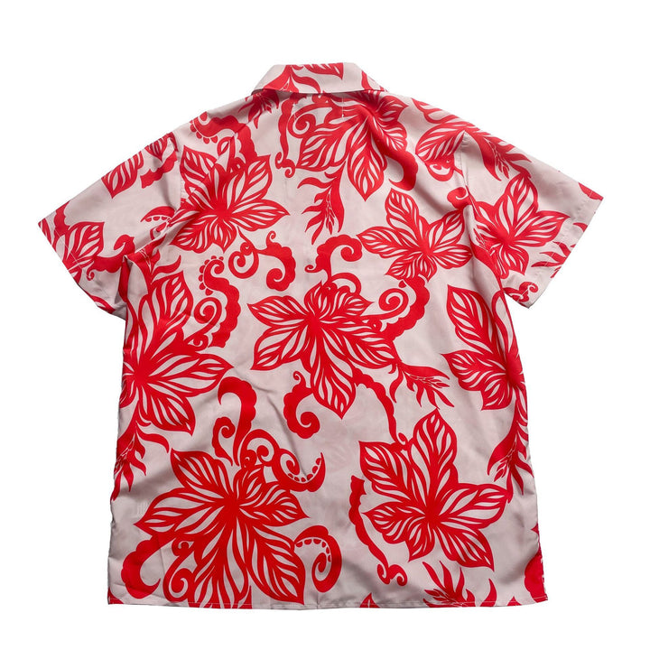 American-style Retro Red Vine Printed Short-sleeved Shirt For Men