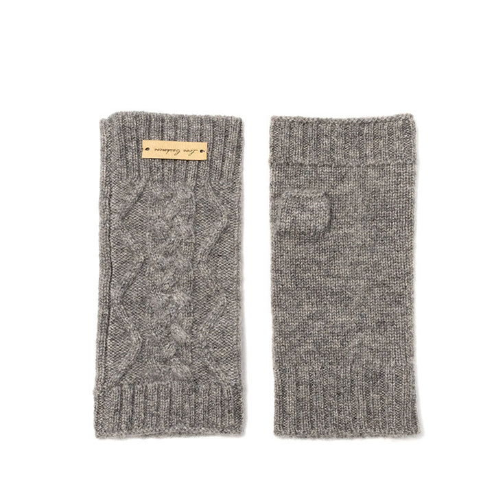 Women's New Pure Cashmere Cable Half Finger Gloves