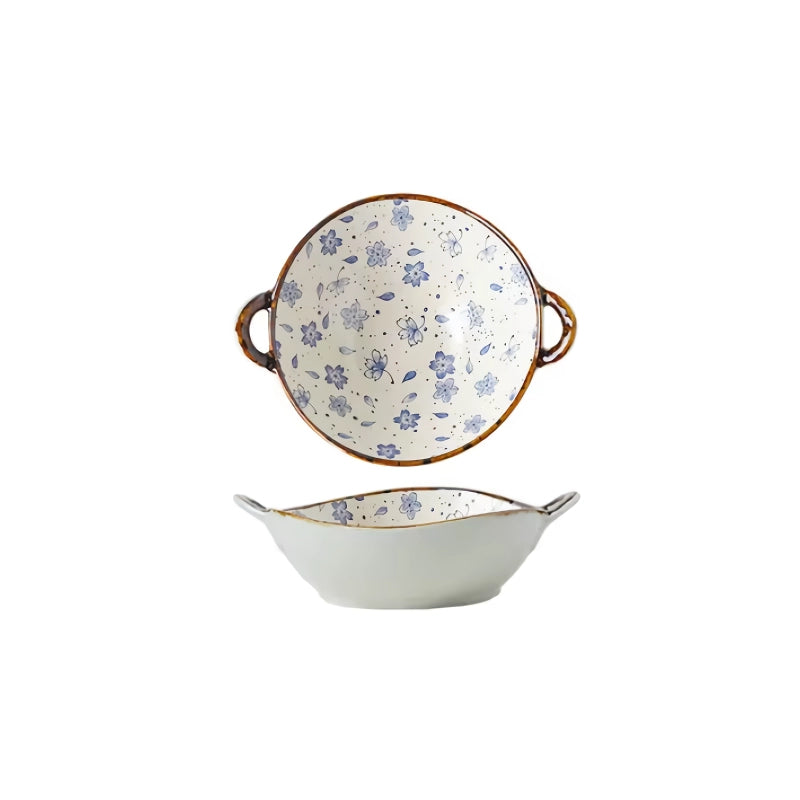 Ceramic Noodle and Soup Bowl with Handle