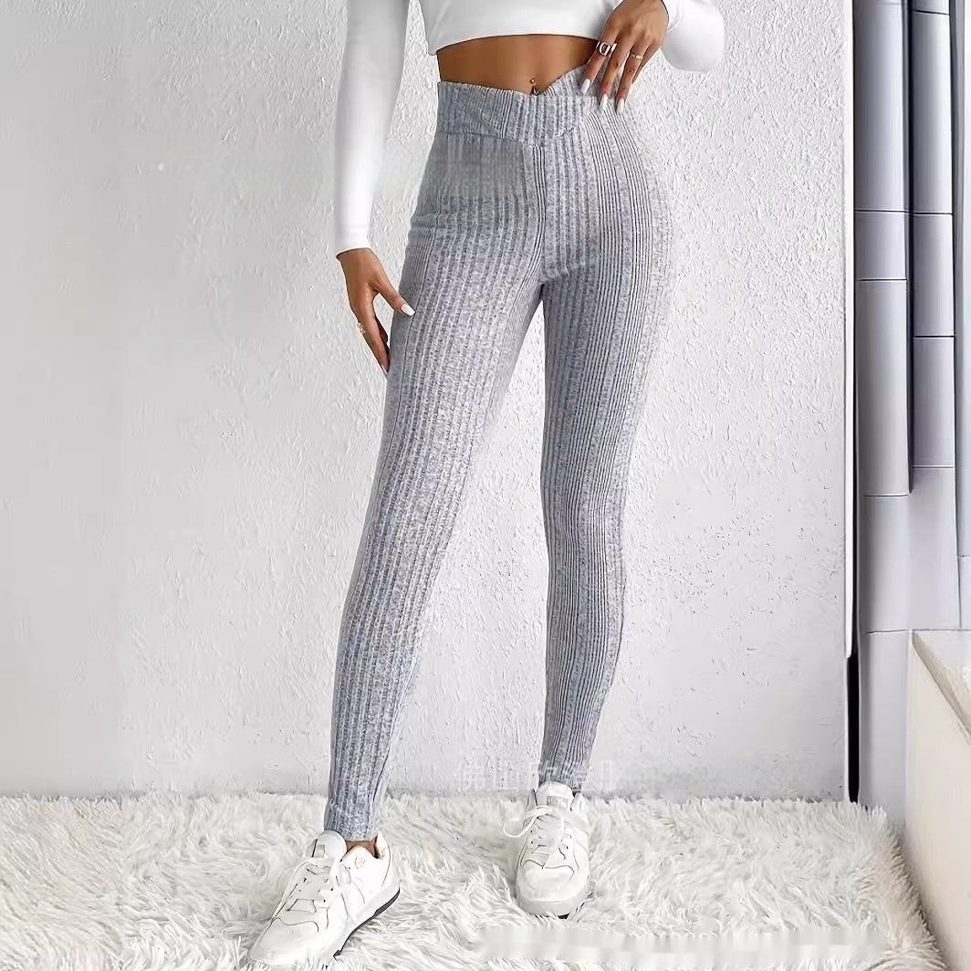 Slim-fit Bottoming Solid Color Trousers