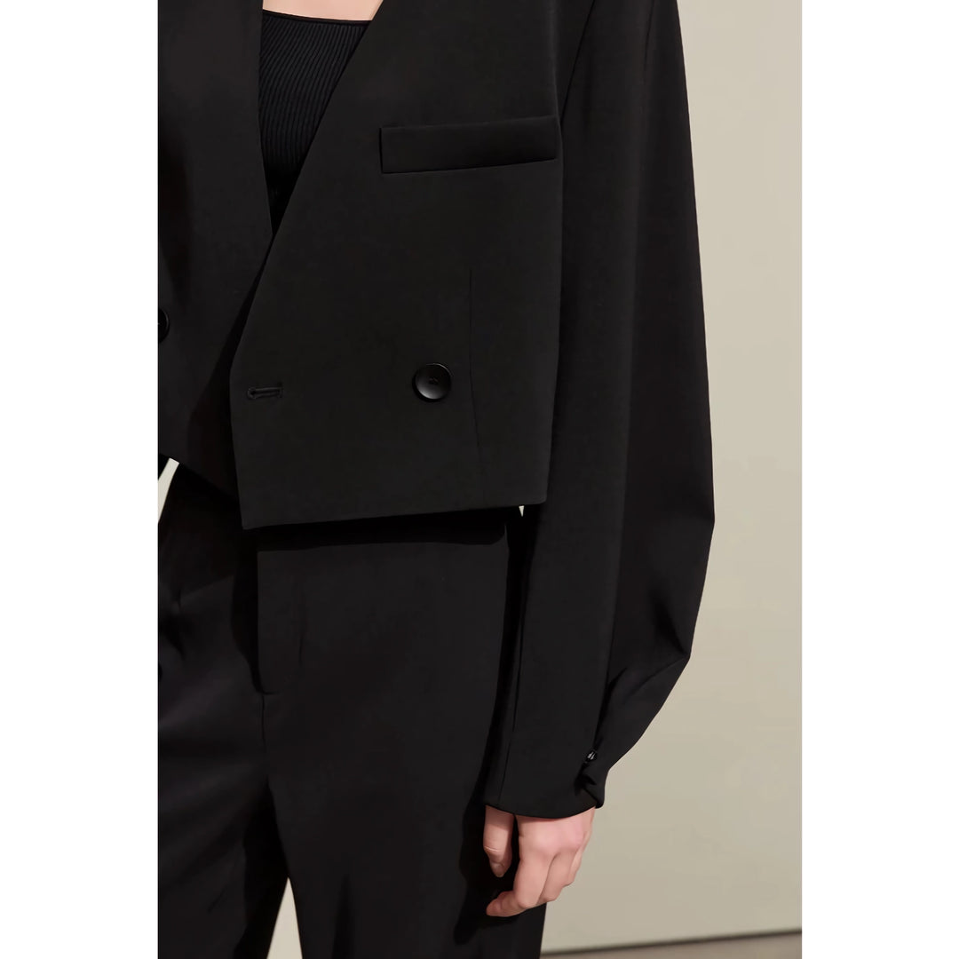 Pant Suits - V-neck Blazer and Casual Pants Office Set