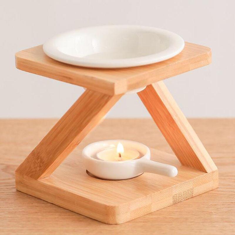 Bamboo Inclined Square Essential Oil Furnace Aroma Burner