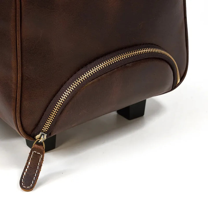 Genuine Leather Wheeled Duffel Bag