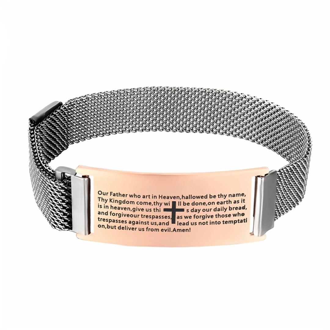 Christian Cross Stainless Steel Magnetic Cuff Bracelet for Men