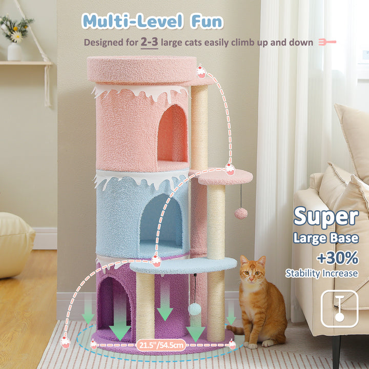 Multi-Level Cat Tree Tower with Large Perch and Sisal Scratching Posts for Indoor Cats