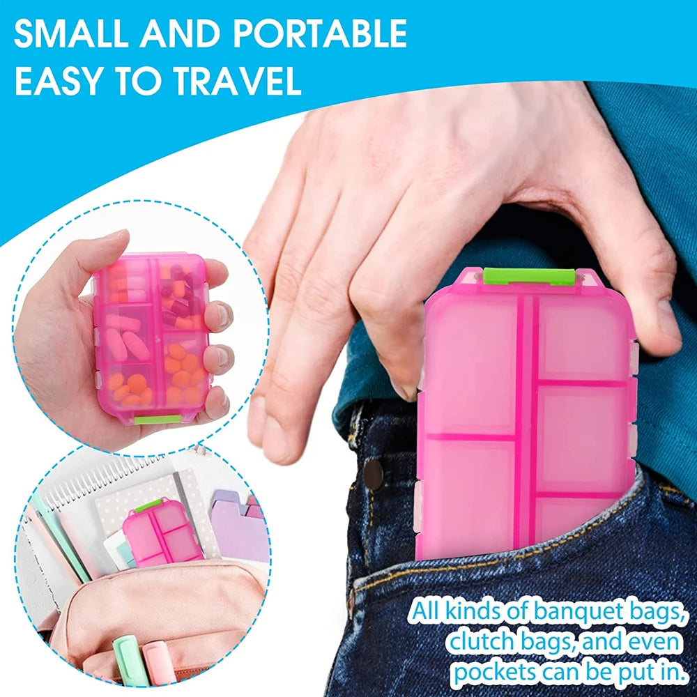 Travel Pill Organizer Pocket Portable Pill Case with 10 Compartments