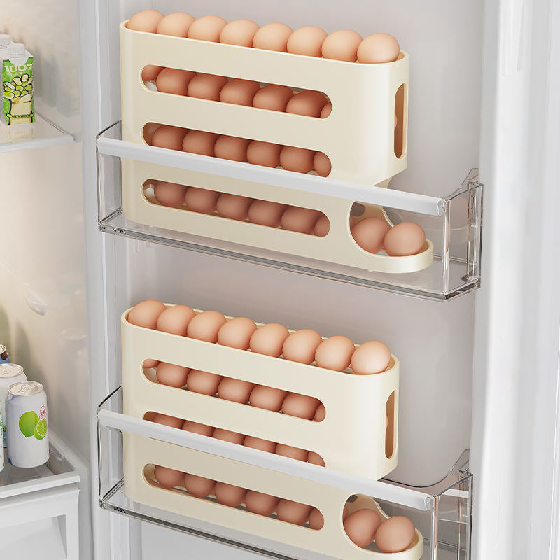 Egg Holder Organizer with Sliding Rail Shelf