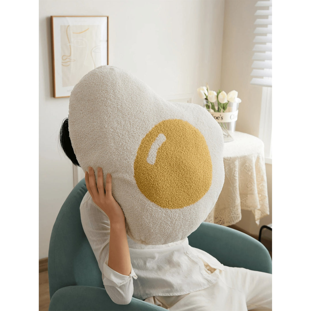 Kawaii Fried Egg Throw Pillow – Super Soft Cozy Cushion for Home Decor