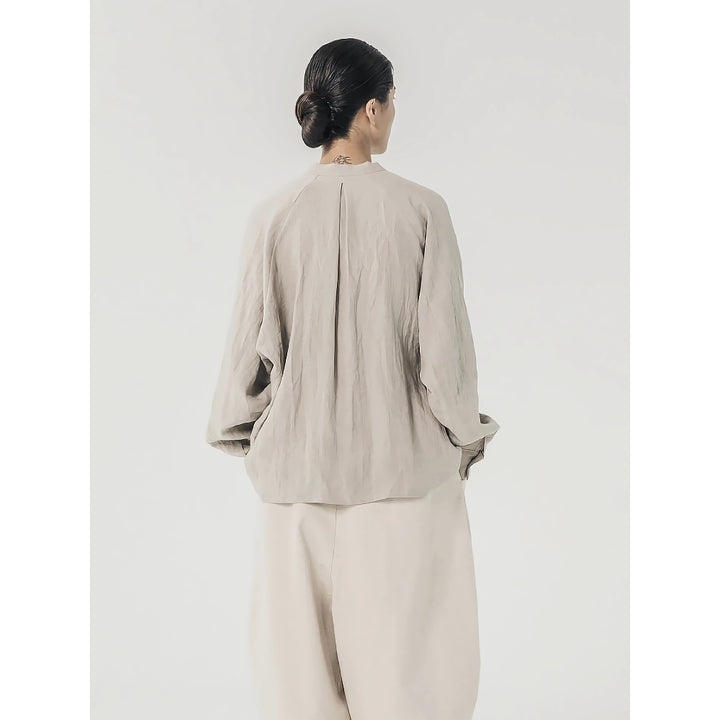 Retro Linen Oversized Long Sleeve Shirt