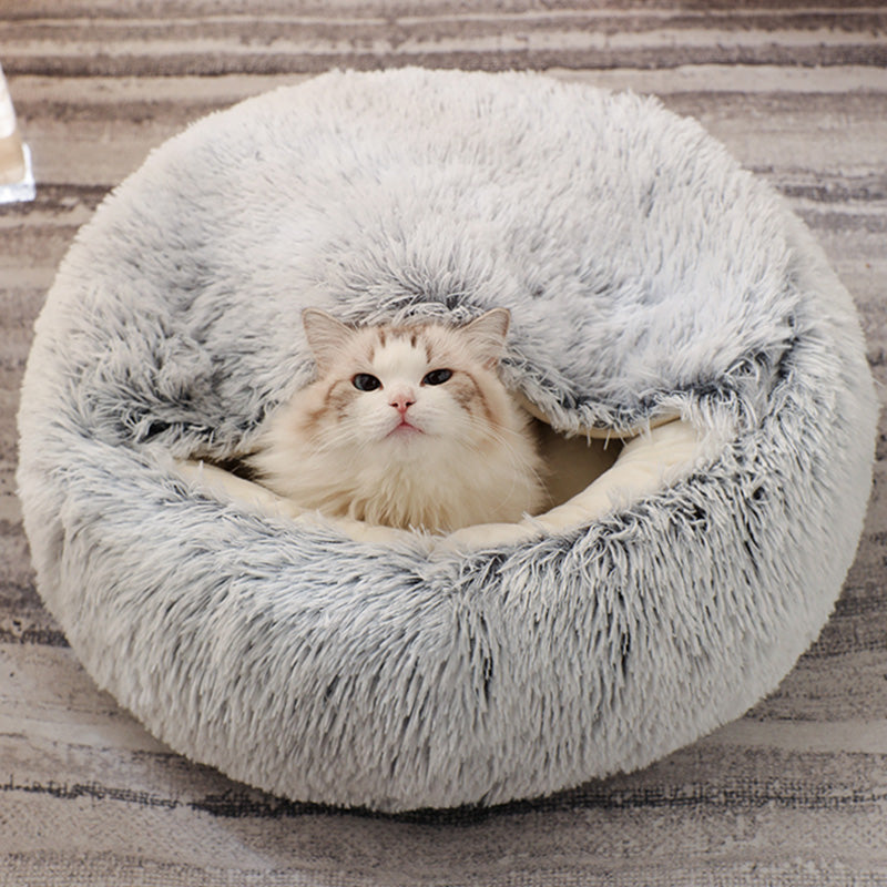 Cozy Round Plush Cat Bed