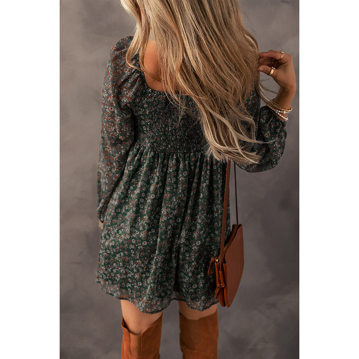 European And American Fashion Floral Print Long Sleeve Dress