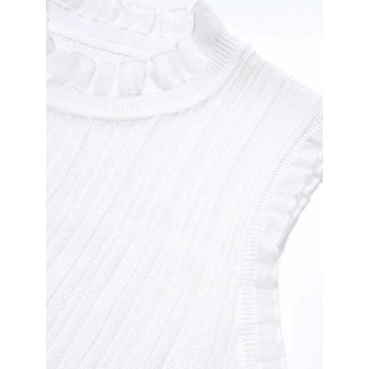 Elegant Lace Mullet Stand-up Collar Tank Top