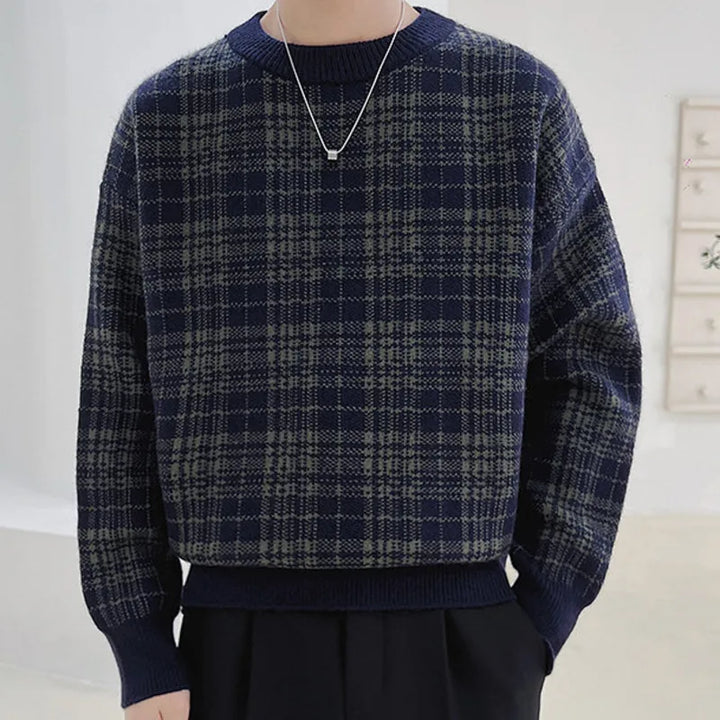 Men's Autumn Knitted Plaid Sweater