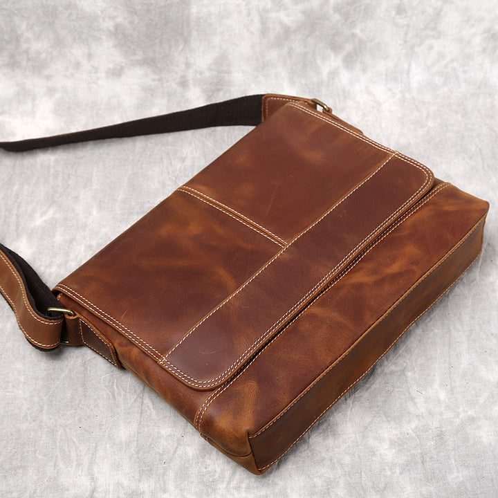 Men's Retro Horizontal A4 Leather Shoulder Bag