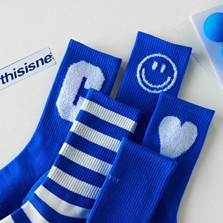 Trendy Cotton Blue Harajuku Socks