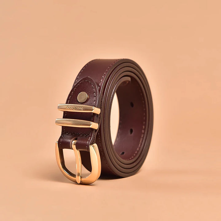 Handmade Genuine Leather Belt with Horseshoe Buckle