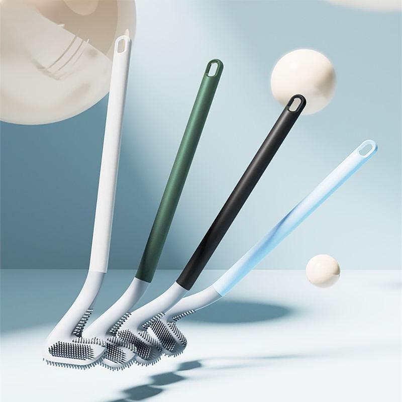 Non-Slip Bendable Long Handle Silicone Toilet Brush