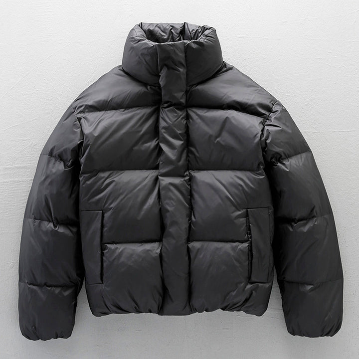 Black Stand-up Collar Down Jacket For Men