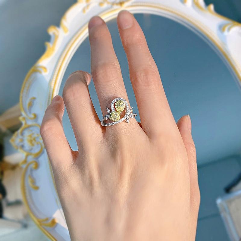 925 Silver Simple Yellow Diamond Ring Fashion - Trendha