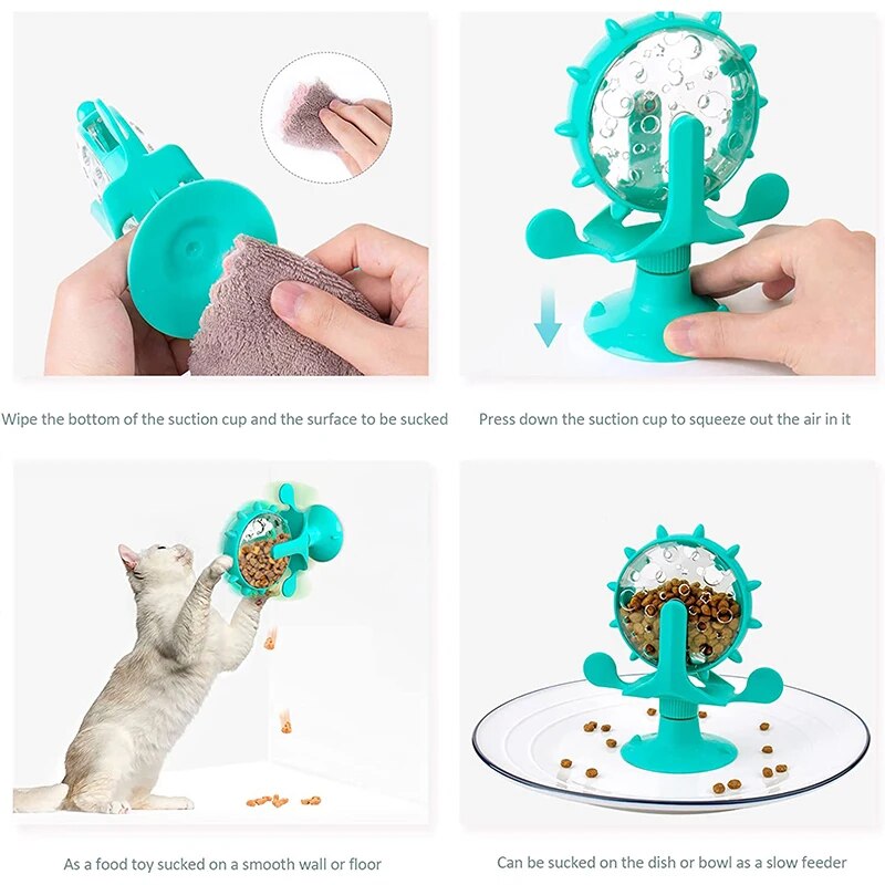 Interactive Windmill Turntable Puzzle Toy for Small Dogs and Cats - Multi-Functional Slow Feeder