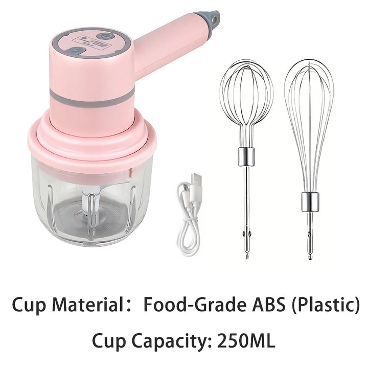 3-in-1 Wireless Egg Beater and Garlic Chopper