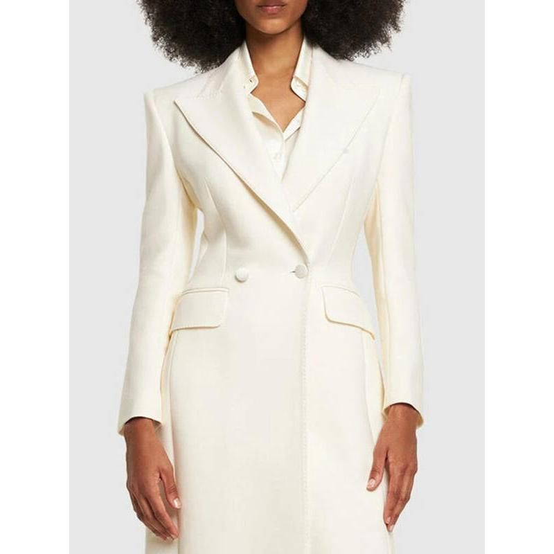 Women's Elegant Mid-Length Double Breasted Blazer Coat
