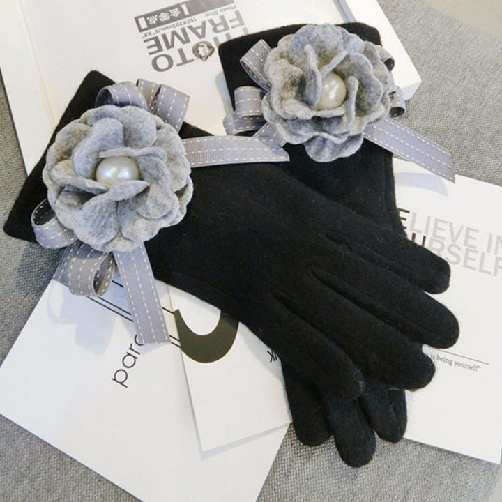 Cute Fashion Wool Five-Finger Bow Warm Gloves