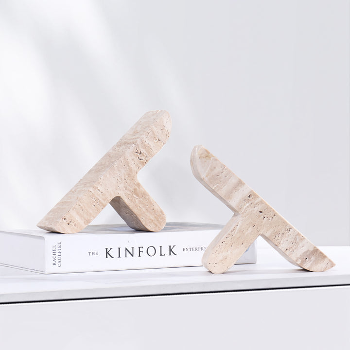 Elegant Travertine Bookends for Shelves