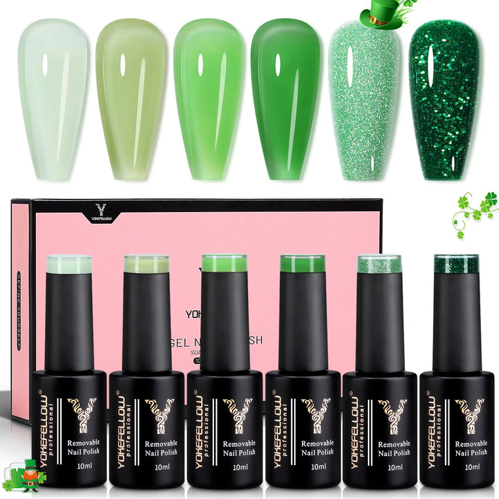 6/pcs 10ml Eucalyptus Pastel Green Nail Polish Set