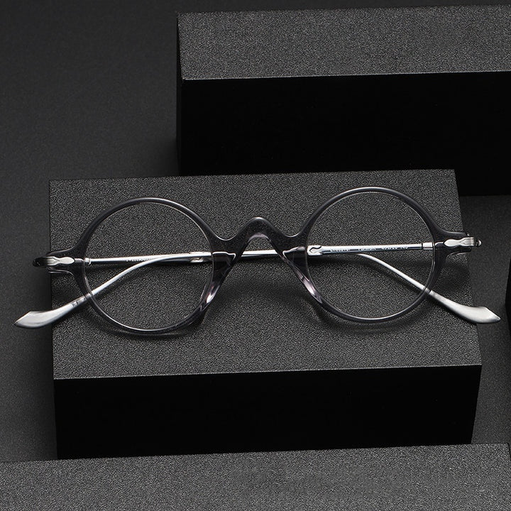 Sheet Metal Eyeglass Frame Fashion Retro Small Face With Myopic Glasses Option Pure Titanium Glasses Rim Men