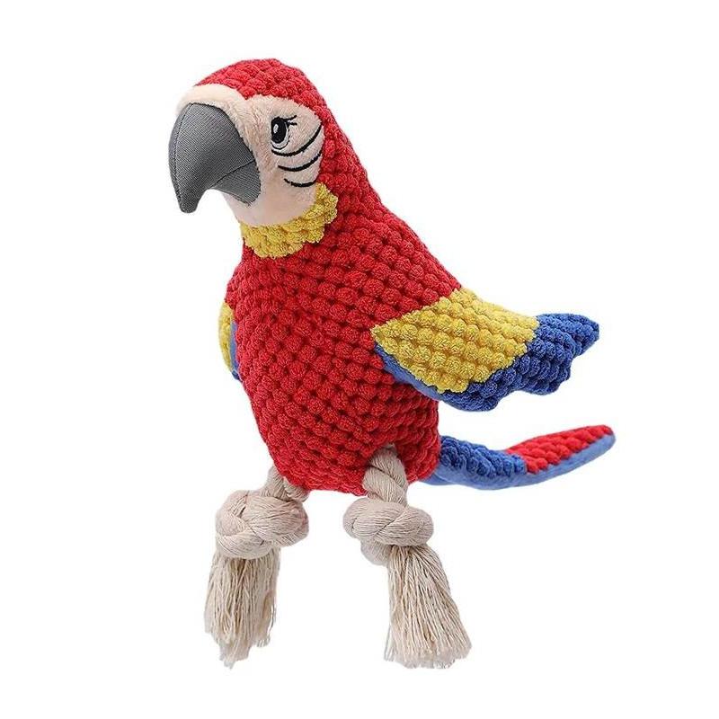 Durable Plush Parrot Dog Toy - Squeaky & Bite-Resistant Fun