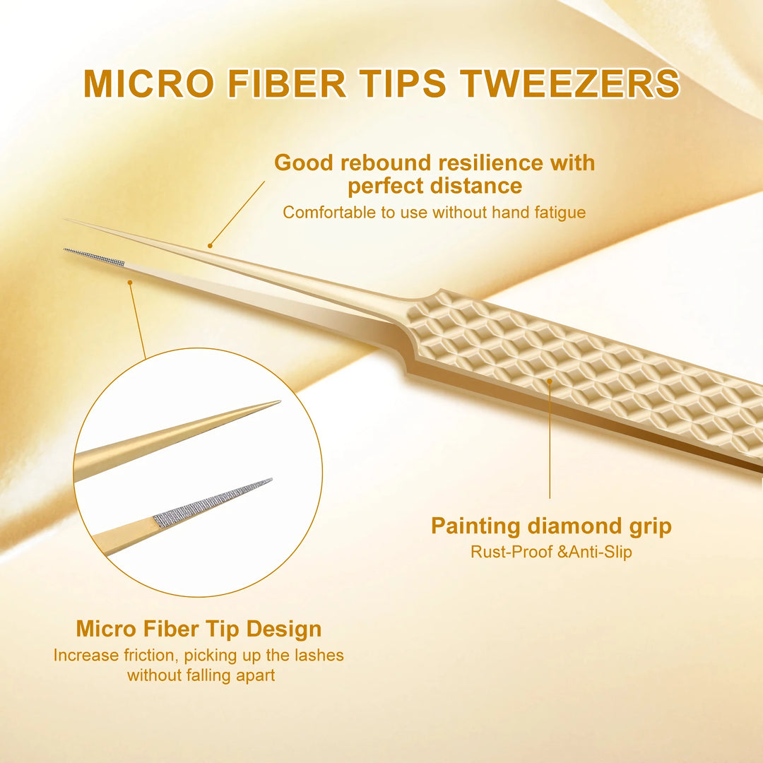 Precision Fiber Tip Eyelash Extension Tweezers - Antistatic Straight Tool