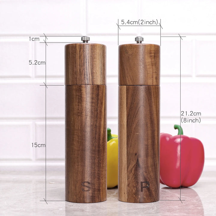 Wooden Salt and Pepper Grinders - Manual Seasoning Mills