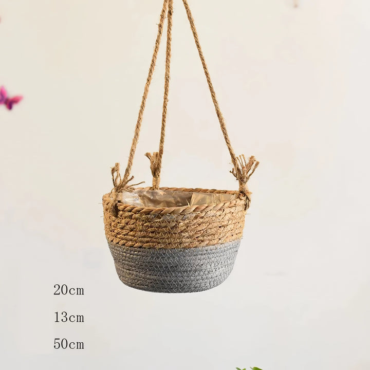 Charming Jute Rope Hanging Planter Basket for Indoor and Outdoor Decor