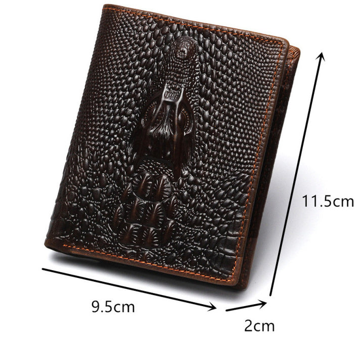 Fashion Casual Men's Wallet Retro Oil Wax Skin Crocodile Pattern