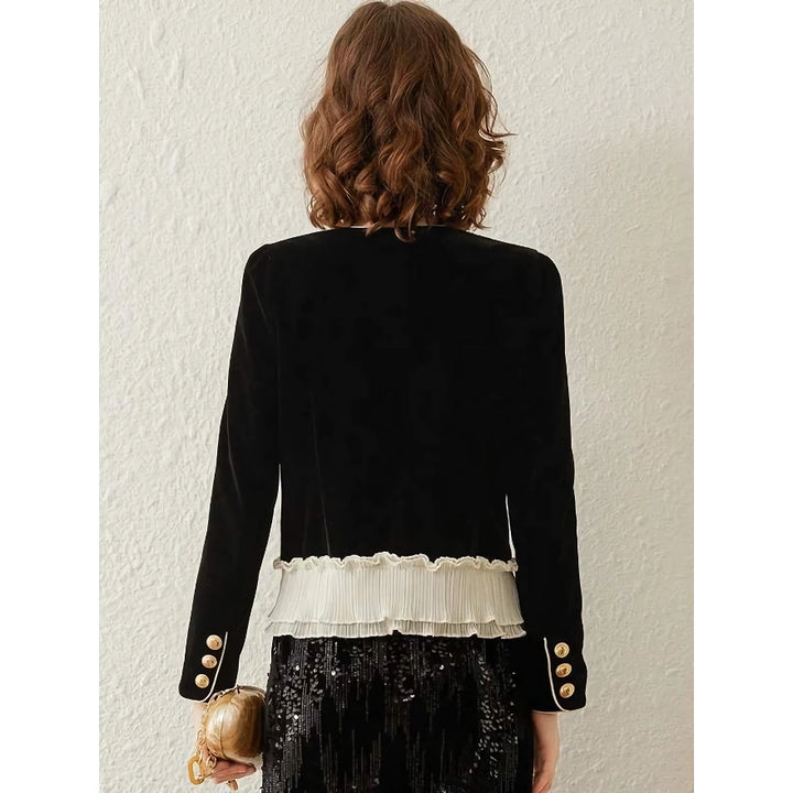 Chic Lace Contrast Patchwork Women's Jacket – Elegant Spring/Summer Coat