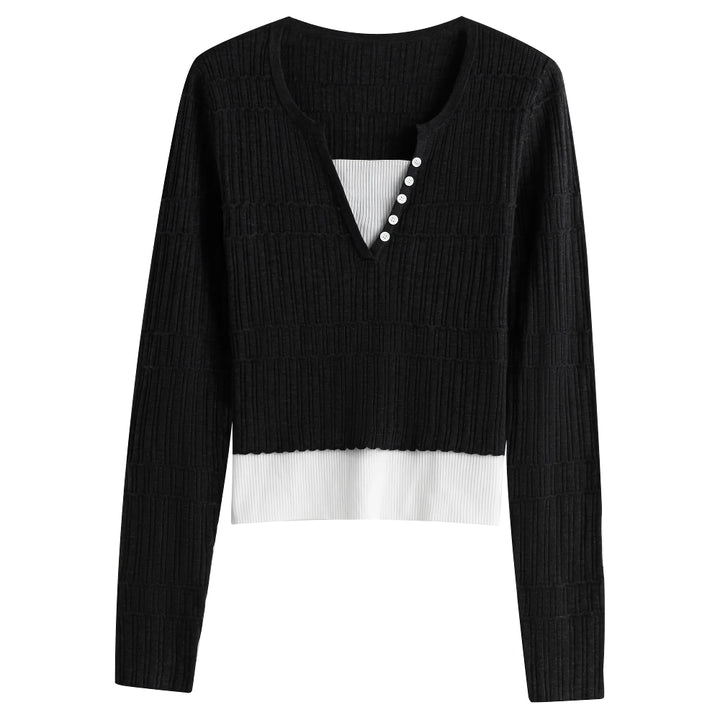 Versatile Slim Fit V-Neck Knitted Sweater