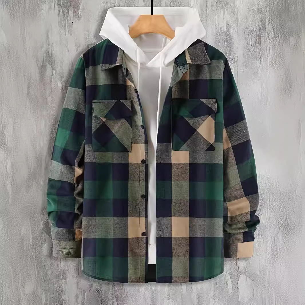 Dark Green Commuter Men's Plaid Shirt