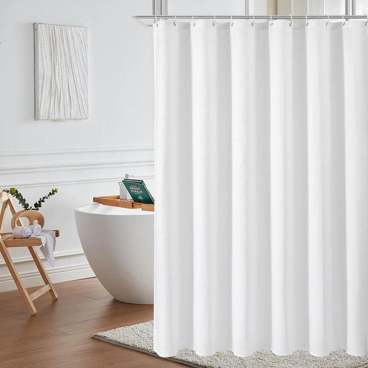 Classic Waffle Shower Curtain with Hooks