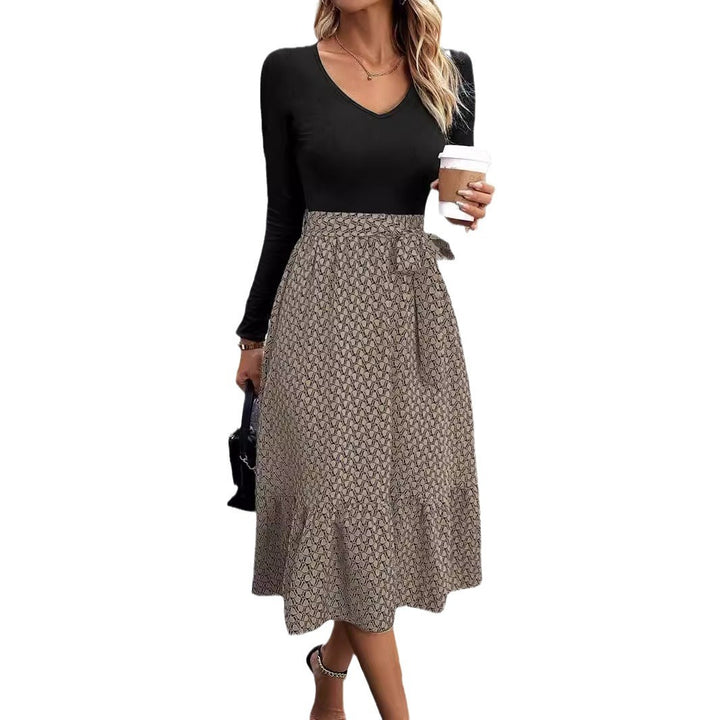 Fashion Women's Wear Long Sleeve Stitching Dress