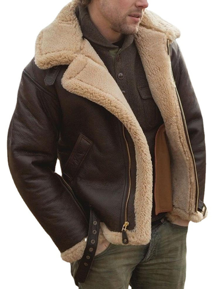 Men's Fashion One-piece Thickened Furry Jacket