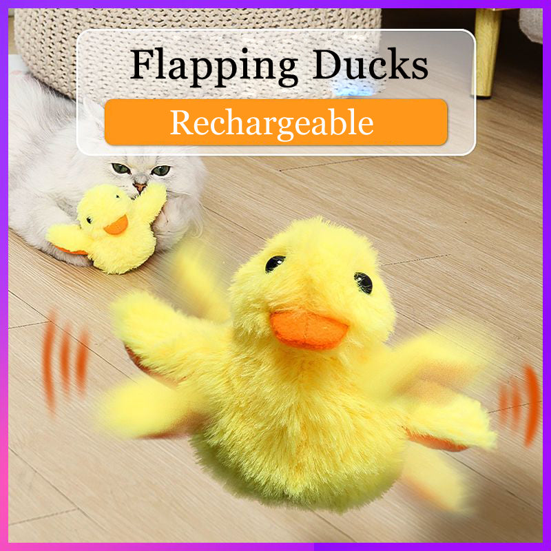 Interactive Flapping Duck Cat Toy - Rechargeable, Washable, with Catnip & Vibration Sensor