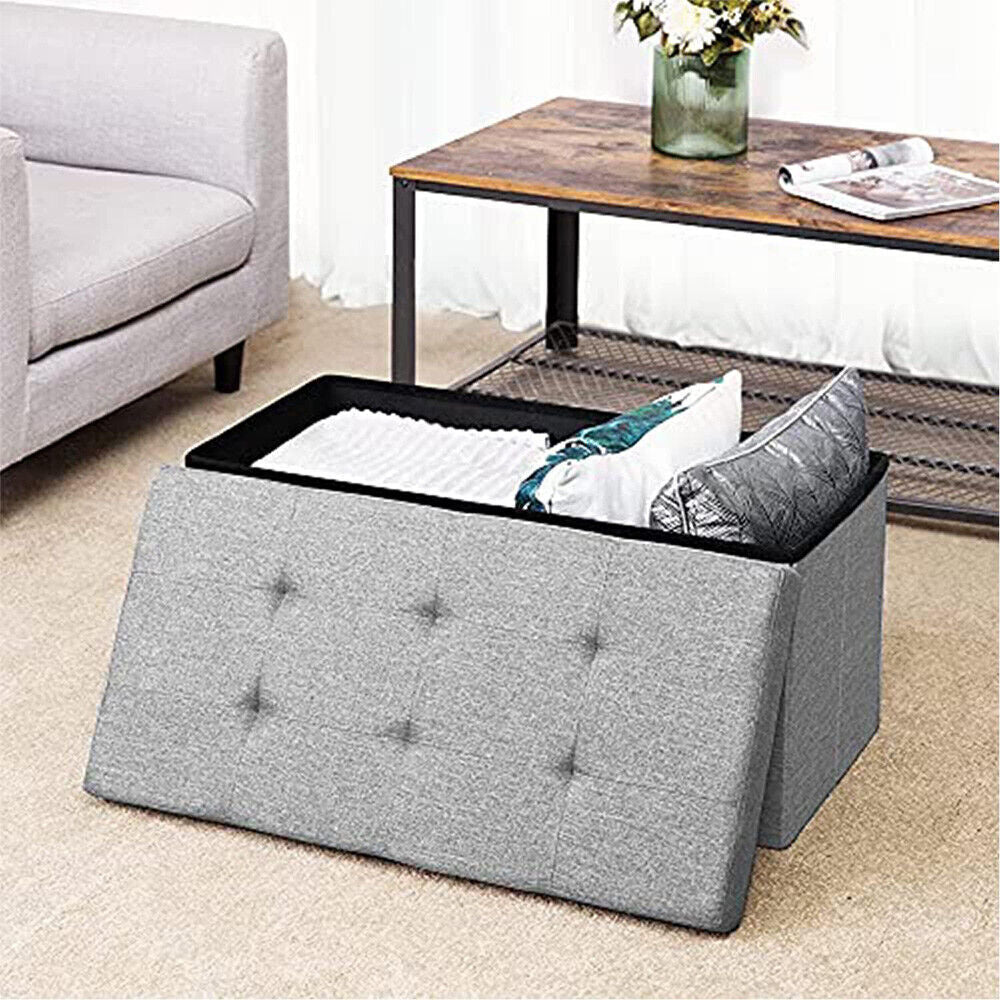 Storage Box Foldable Ottoman Seat Toy Storage Box Foot Stool Bench Home Stool