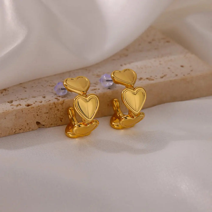 Trendy Knotted Heart Stud Earrings - Waterproof Stainless Steel Jewelry