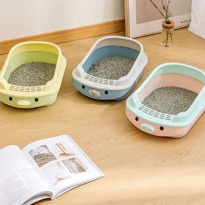 Oversized Semi-Enclosed Cat Litter Box